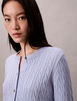 Calvin Klein Cadigan aus Wollgemisch mit Zopfmuster^Damen Strickdesigns