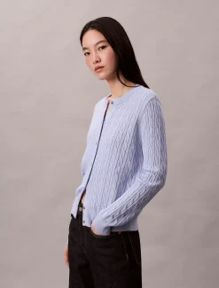 Calvin Klein Cadigan aus Wollgemisch mit Zopfmuster^Damen Strickdesigns