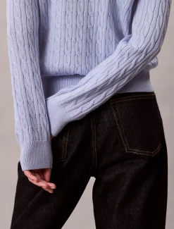 Calvin Klein Cadigan aus Wollgemisch mit Zopfmuster^Damen Strickdesigns