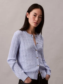 Calvin Klein Cadigan aus Wollgemisch mit Zopfmuster^Damen Strickdesigns