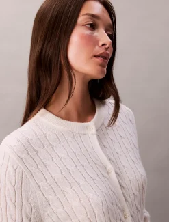 Calvin Klein Cadigan aus Wollgemisch mit Zopfmuster^Damen Strickdesigns