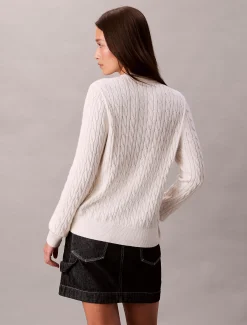 Calvin Klein Cadigan aus Wollgemisch mit Zopfmuster^Damen Strickdesigns