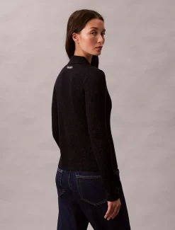 Calvin Klein Cardigan aus Wollmischung mit geripptem Kragen^Damen Strickdesigns