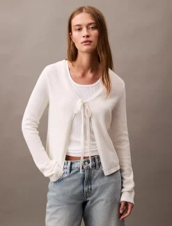 Calvin Klein Cardigan mit Schnürung auf der Vorderseite aus Baumwoll-Mix^Damen Strickdesigns