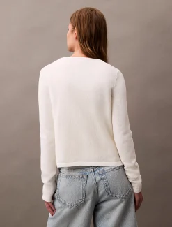 Calvin Klein Cardigan mit Schnürung auf der Vorderseite aus Baumwoll-Mix^Damen Strickdesigns