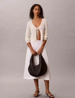 Calvin Klein Cardigan mit Schnürung auf der Vorderseite aus Leinen-Mix^Damen Strickdesigns