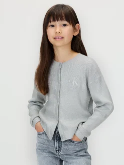 Calvin Klein Cardigan-Pullover mit silberfarbener Beschichtung^Kinder Hoodies & Pullover|Kleidung