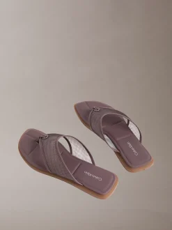 Calvin Klein Carla – Mesh-Sandalen aus Leder mit eckiger Zehenpartie^Damen SandalenFrisch Eingetroffen