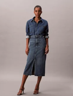 Calvin Klein Carpenter-Maxirock aus Denim^Damen Kleider & Röcke