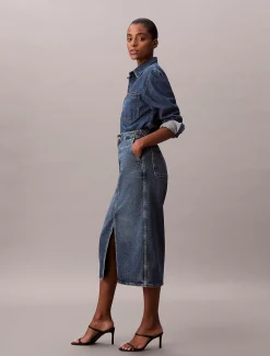 Calvin Klein Carpenter-Maxirock aus Denim^Damen Kleider & Röcke