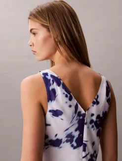 Calvin Klein Chiffon-Maxikleid mit Rollkragen und Print^Damen Kleider & Röcke