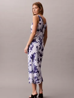 Calvin Klein Chiffon-Maxikleid mit Rollkragen und Print^Damen Kleider & Röcke