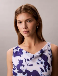 Calvin Klein Chiffon-Maxikleid mit Rollkragen und Print^Damen Kleider & Röcke