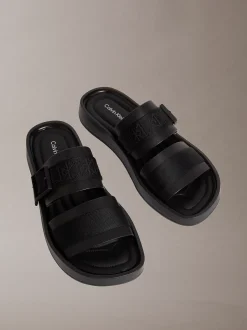 Calvin Klein CK Milo - Leder-Sandalen mit Logo-Jacquardmuster^Herren SandalenFrisch Eingetroffen