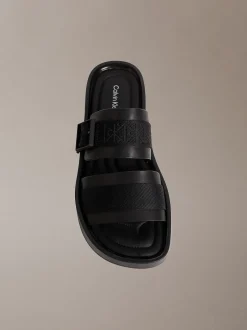 Calvin Klein CK Milo - Leder-Sandalen mit Logo-Jacquardmuster^Herren SandalenFrisch Eingetroffen