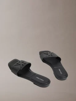 Calvin Klein CK Provence - Flache Leder-Sandalen mit quadratischer Spitze^Damen SandalenFrisch Eingetroffen