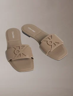 Calvin Klein CK Provence - Flache Leder-Sandalen mit quadratischer Spitze^Damen SandalenFrisch Eingetroffen