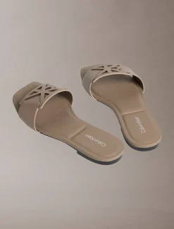 Calvin Klein CK Provence - Flache Leder-Sandalen mit quadratischer Spitze^Damen SandalenFrisch Eingetroffen