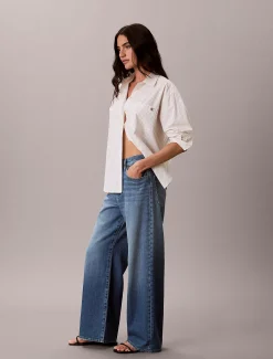 Calvin Klein Cotton Linen Wide Leg Jeans^Damen Passform-guide Für Denims|High Rise Skinny