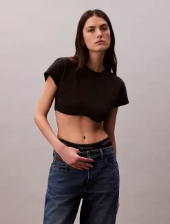 Calvin Klein Crop Top mit Schnürung am Rücken - Pride^Damen Hemden & Blusen|T-shirts & Tops