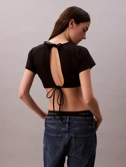 Calvin Klein Crop Top mit Schnürung am Rücken - Pride^Damen Hemden & Blusen|T-shirts & Tops