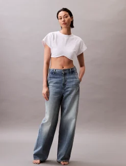 Calvin Klein Crop Top mit Schnürung am Rücken - Pride^Damen Hemden & Blusen|T-shirts & Tops