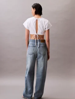 Calvin Klein Crop Top mit Schnürung am Rücken - Pride^Damen Hemden & Blusen|T-shirts & Tops