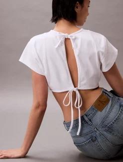 Calvin Klein Crop Top mit Schnürung am Rücken - Pride^Damen Hemden & Blusen|T-shirts & Tops