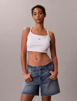 Calvin Klein Cropped Camisole aus gerippter Baumwolle^Damen T-shirts & Tops