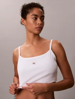 Calvin Klein Cropped Camisole aus gerippter Baumwolle^Damen T-shirts & Tops