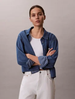 Calvin Klein Cropped Dad-Hemd aus Denim^Damen Hemden & Blusen|T-shirts & Tops