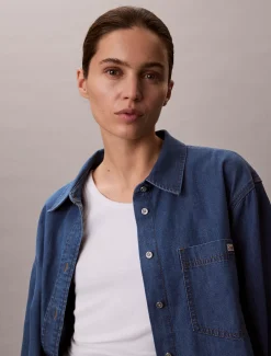 Calvin Klein Cropped Dad-Hemd aus Denim^Damen Hemden & Blusen|T-shirts & Tops