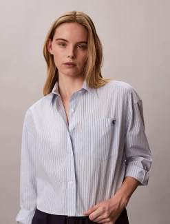 Calvin Klein Cropped Hemd mit Streifen aus Baumwoll-Popeline^Damen Hemden & Blusen|T-shirts & Tops