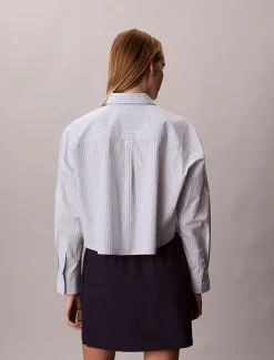 Calvin Klein Cropped Hemd mit Streifen aus Baumwoll-Popeline^Damen Hemden & Blusen|T-shirts & Tops