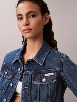 Calvin Klein Cropped Jeansjacke im 90er-Jahre-Look^Damen JackenFrisch Eingetroffen