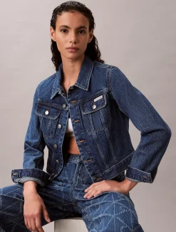 Calvin Klein Cropped Jeansjacke im 90er-Jahre-Look^Damen JackenFrisch Eingetroffen