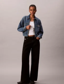 Calvin Klein Cropped Jeansjacke mit Reißverschluss^Damen Jeansjacken|JackenFrisch Eingetroffen