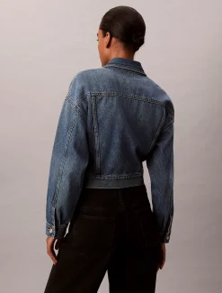 Calvin Klein Cropped Jeansjacke mit Reißverschluss^Damen Jeansjacken|JackenFrisch Eingetroffen