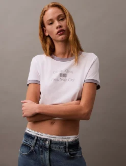 Calvin Klein Cropped Logo-Ringer-T-Shirt^Damen T-shirts & Tops