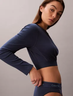 Calvin Klein Cropped Lounge-T-Shirt - Cotton Stretch Rib^Damen Nachtwäsche & Loungewear