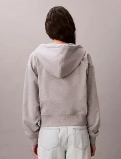 Calvin Klein Cropped Monogramm-Hoodie mit Reißverschluss^Damen Sweatshirts & Hoodies