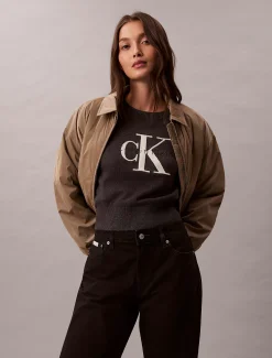 Calvin Klein Cropped Monologo-Pullover^Damen Strickdesigns