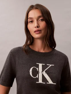 Calvin Klein Cropped Monologo-Pullover^Damen Strickdesigns