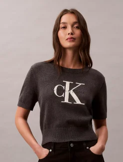Calvin Klein Cropped Monologo-Pullover^Damen Strickdesigns