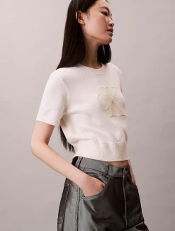 Calvin Klein Cropped Monologo-Pullover^Damen Strickdesigns