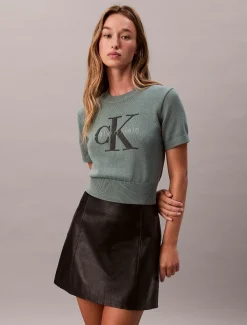 Calvin Klein Cropped Monologo-Pullover^Damen Strickdesigns