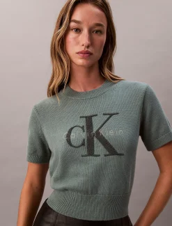 Calvin Klein Cropped Monologo-Pullover^Damen Strickdesigns
