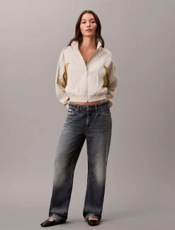 Calvin Klein Cropped Nylon-Jacke mit Design in Blockfarben^Damen JackenFrisch Eingetroffen