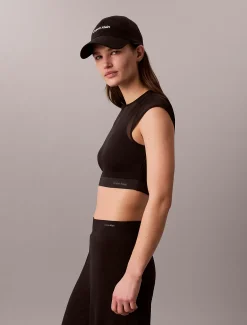 Calvin Klein Cropped Performance Mesh-Sport-BH-Top^Damen Tops & T-shirts|Hemden & Blusen