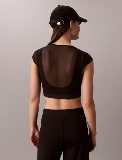 Calvin Klein Cropped Performance Mesh-Sport-BH-Top^Damen Tops & T-shirts|Hemden & Blusen